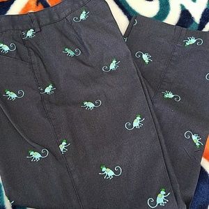 1990s Vintage Lilly Pulitzer Monkey Embroidered Pants Sz 2